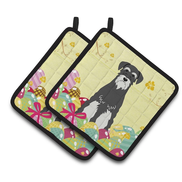Carolines Treasures Easter Eggs Standard Schnauzer Salt & Pepper Pair of Pot Holders - BB6033PTHD