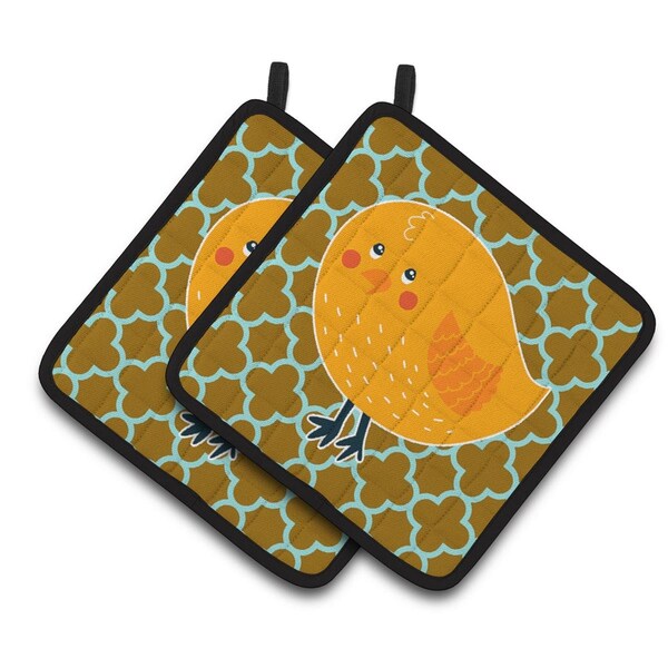 Carolines Treasures Bird on Quatrfoil Pair of Pot Holders - BB6761PTHD