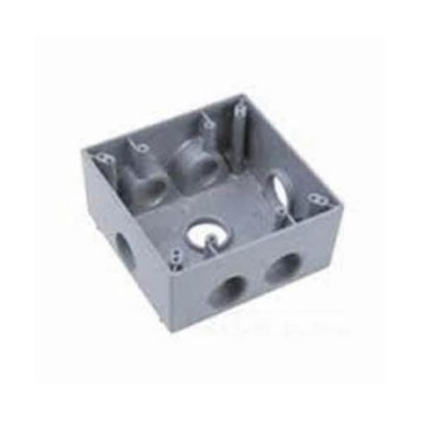 Mulberry Electrical Box, 30.5 cu in, Outlet Box Type, 2 Gangs, Aluminum, Square Shape - 30266
