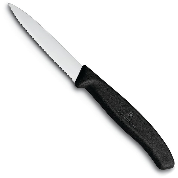 Swiss Army Brands 2024 Victorinox Kitchen Paring 30.25In Serrated, Spear Point Blade Fibrox Pro Pillow Pack Packaged - VIC-6.7633-X4
