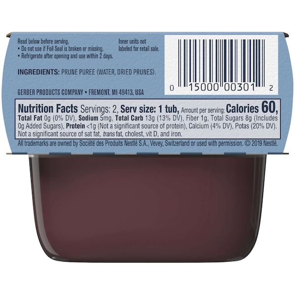 Gerber Gerber 1st Foods Prune 4 oz. Tinas, PK8 - 00015000910464U