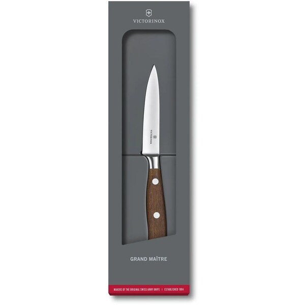 Swiss Army Brands 2024 Victorinox Kitchen 4In Straight, Spear Point Blade, 0.75In Width At Handle, Grand Maitre Wood - VIC-7.7200.10G
