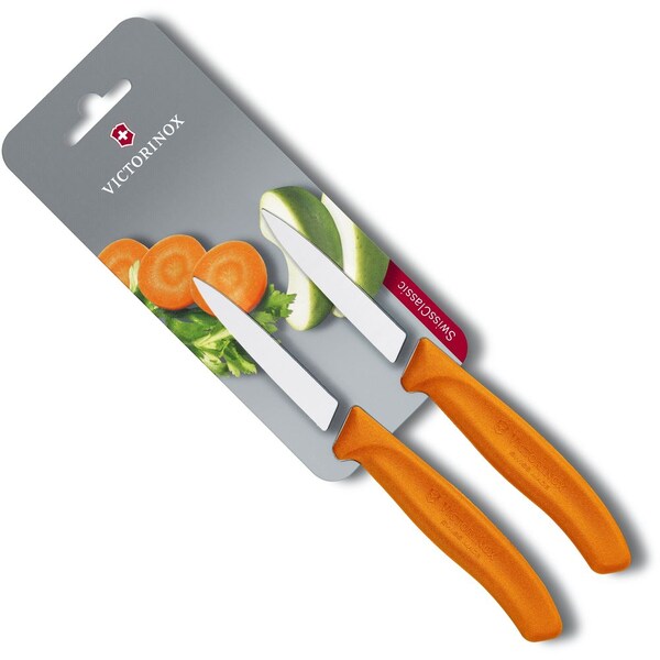 Swiss Army Brands 2024 Kitchen Swiss Classic Paring - 2 Packs 3.25In Spear Point, Straight Blade Orange Packaged - VIC-6.7606.L119B