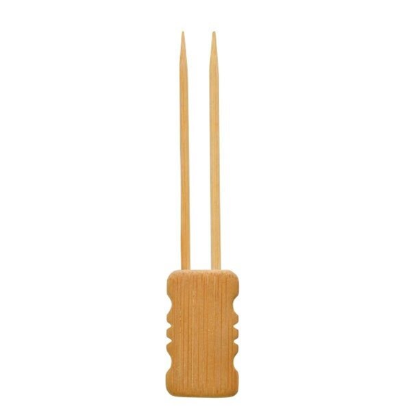 Packnwood 5.91 In. Mbola Double Prong Bamboo Skewer With Block End, 480PK - 209BBMBOLA15