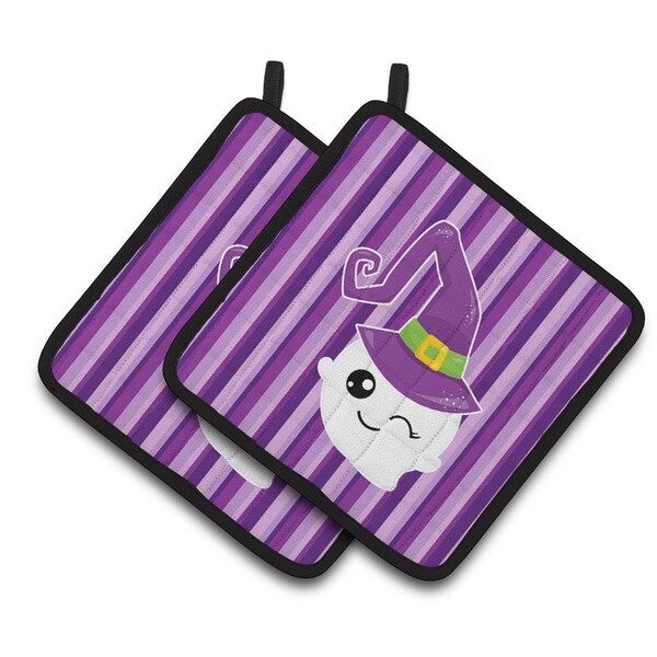 Carolines Treasures Halloween Ghost Witch Pair of Pot Holders - BB6966PTHD