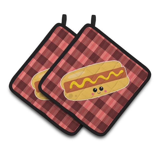 Carolines Treasures Hot Dog Face Pair of Pot Holders - BB7045PTHD