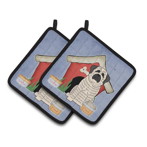 Carolines Treasures Dog House Collection Mastiff Brindle White Pair of Pot Holders - BB2770PTHD