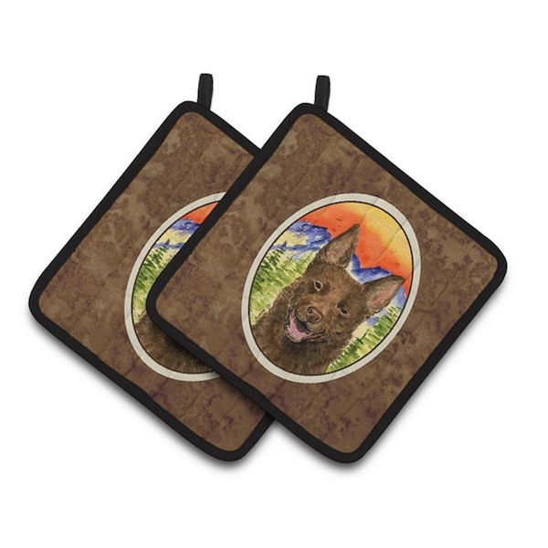 Carolines Treasures Australian Kelpie Pair of Pot Holders, 7.5 x 3 x 7.5 in. - SS8422PTHD