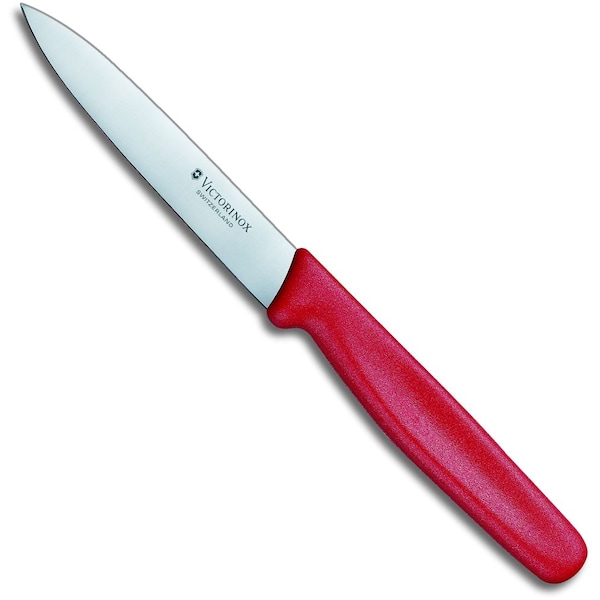 Swiss Army Brands 2023 Victorinox Kitchen Paring, 4In Straight, Spear Soint Blade, Large Handle, Red - VIC-5.0701