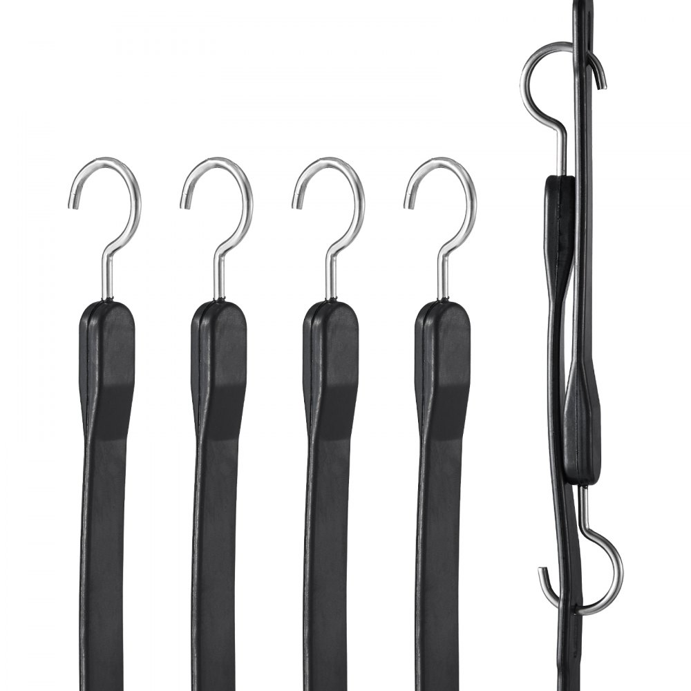 VEVOR 4 Pcs Flat Bungee Cord Set 20 mm Heavy Duty Bungee Straps with S-Hook 40" - DLKZD40INCH4TR3FJV0