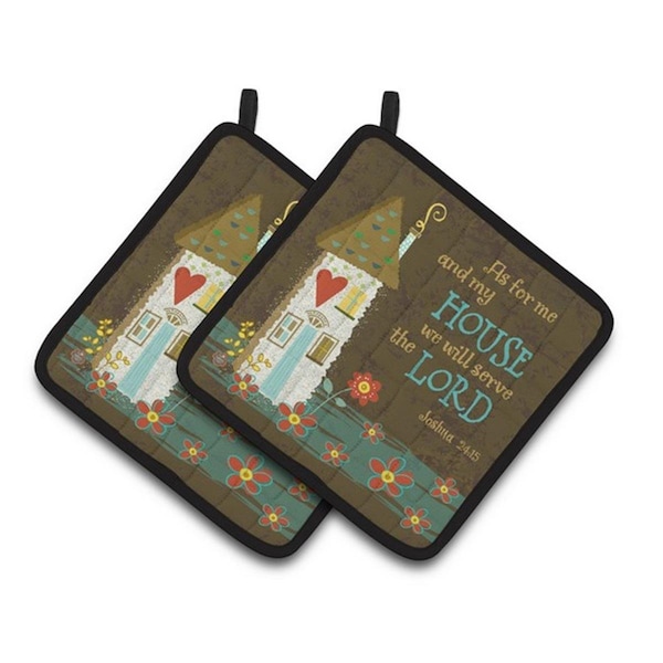 Carolines Treasures As for Me and My House Pair of Pot Holders, 7.5 x 3 x 7.5 in. - VHA3005PTHD