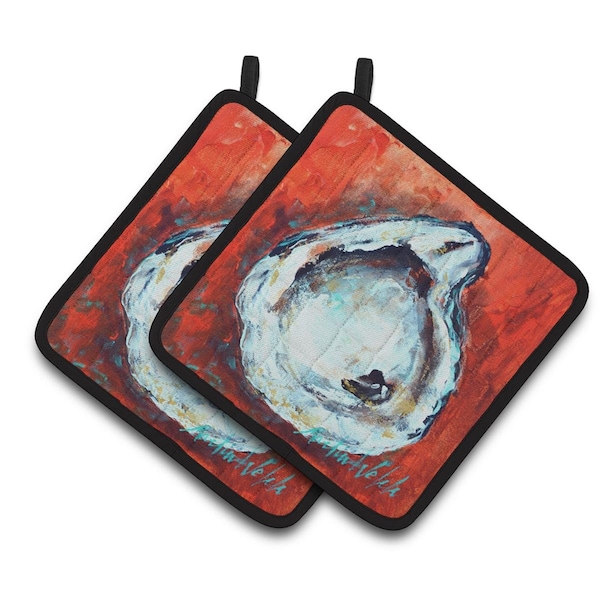 Carolines Treasures Char Broiled Oyster Pair of Pot Holders - MW1321PTHD