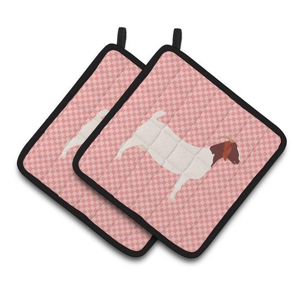 Carolines Treasures Carolines Treasures BB7886PTHD Boer Goat Pink Check Pair of Pot Holders - BB7886PTHD