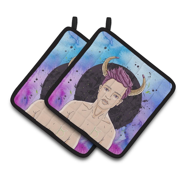 Carolines Treasures Taurus Zodiac Sign Pair of Pot Holders - BB7318PTHD