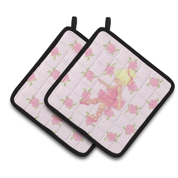 Carolines Treasures Ballerina Blonde Point Pair of Pot Holders - BB5171PTHD