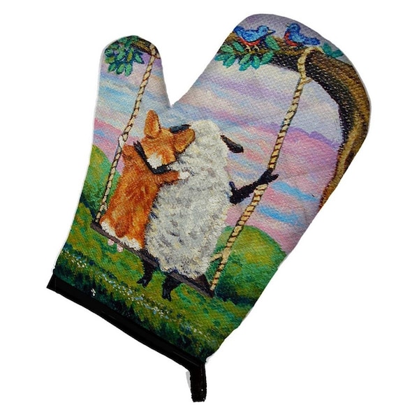 Carolines Treasures Corgi With Sheep Love Grows Oven Mitt - 7439OVMT