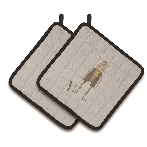 Carolines Treasures Alphabet Y For Yak Pair of Pot Holders - BB5750PTHD