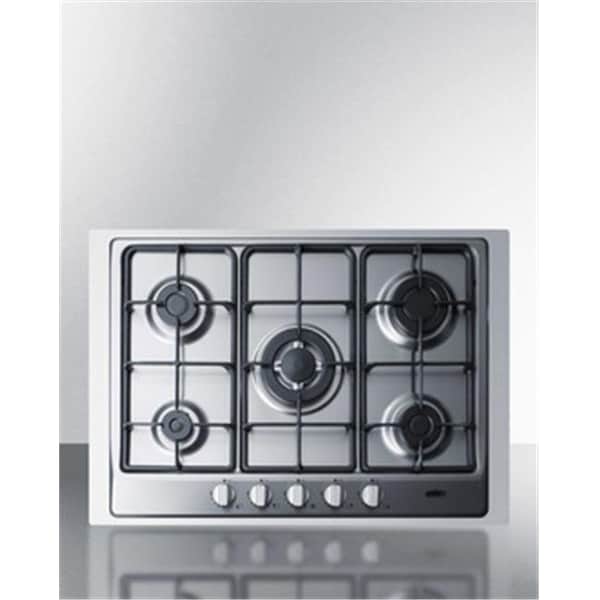 Summit Summit GC527SSTK30 5 Burner Gas Cooktop with 30 in. Trim Kit - Stainless Steel Finish - GC527SSTK30