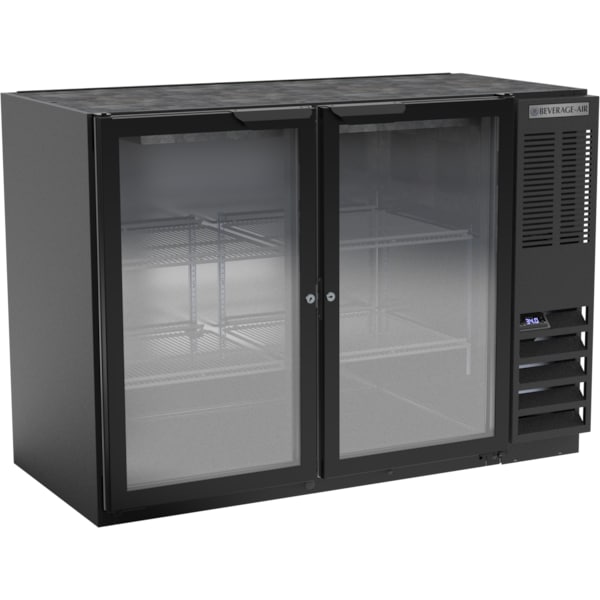 Beverage-Air Back Bar Refrigerator, Black with 2 Glass Doors, 115V 48" - BB48HC-1-G-B