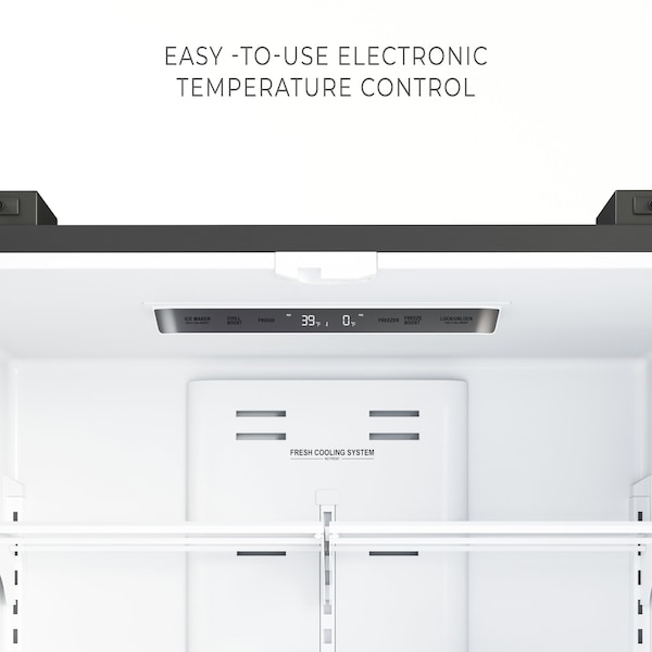 Koolmore Counter Depth 22.5 Cu.Ft French Door Refrigerator w/Automatic Ice Maker, Deep Freezer - RERFDSS-22C
