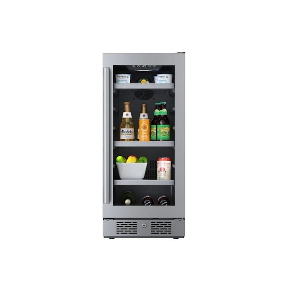 Avallon 15 Inch Wide 86 Can Beverage Center with LED Lighting - ABR152SGRH