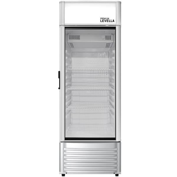 Premium Levella 6.5 cu. ft. Commercial Upright Display Refrigerator Glass Door Beverage Cooler in Silver - PRF65DX