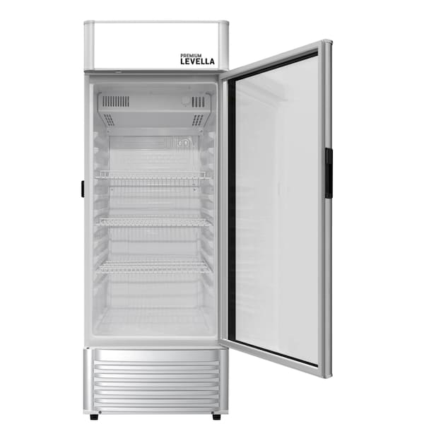 Premium Levella 6.5 cu. ft. Commercial Upright Display Refrigerator Glass Door Beverage Cooler in Silver - PRF65DX