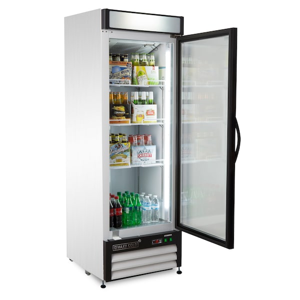 Maxx Cold Refrigerator 23 cu.ft., Single Door, Comm. Merchandiser, White/Glass - MXM1-23R