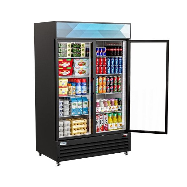 Koolmore 45" Commercial Glass 2 Door Display Refrigerator Merchandiser - Upright Beverage Cooler - MDR-2GD-35C