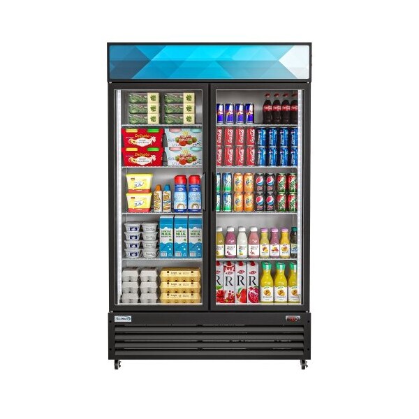 Koolmore 45" Commercial Glass 2 Door Display Refrigerator Merchandiser - Upright Beverage Cooler - MDR-2GD-35C