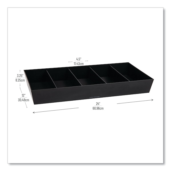 Organizador de bocadillos de 5 compartimentos Mind Reader Anchor Collection, 12 x 24 x 3.25 pulgadas, Negro - SNACKORGT-BLK