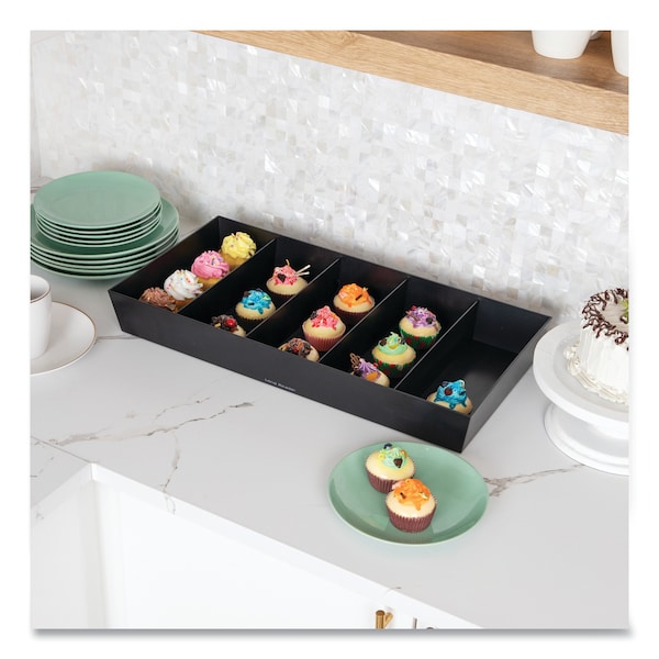 Organizador de bocadillos de 5 compartimentos Mind Reader Anchor Collection, 12 x 24 x 3.25 pulgadas, Negro - SNACKORGT-BLK