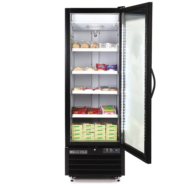 Maxx Cold Single Glass Door Merchandiser Freezer, Large, 27 in.W, 30 cu. ft., in Black - MXGDM-30FBHC