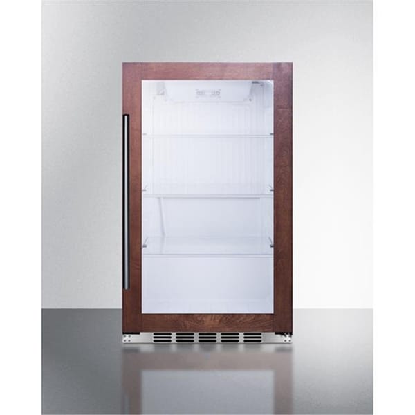 Summit Appliance Summit Appliance SPR489OSPNR 33.88 x 19 x 17.75 in. Indoor & Outdoor Hallow Depth Built-In Glass Door Beverage Center with Panel-Ready Door Trim; Black Cabinet - SPR489OSPNR