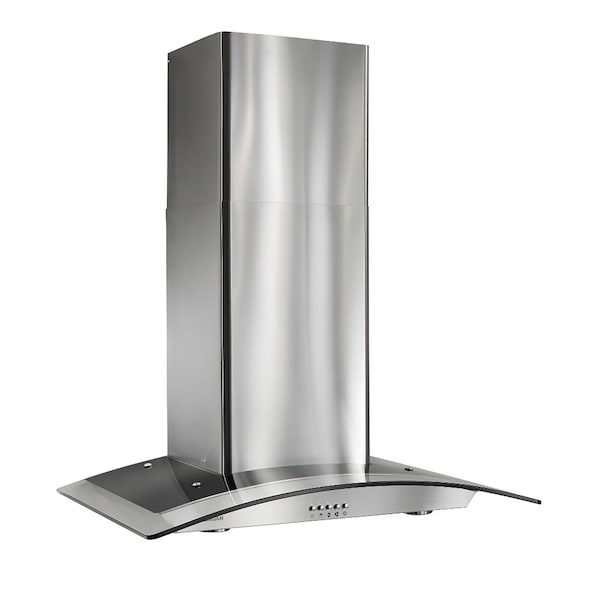 Almo 450 CFM 35-7/16-in. Arched Glass Wall Mount Chimney Hood with Halogen Lighting - B5636SS
