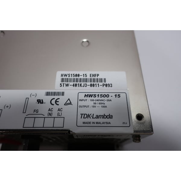 Tdk-Lambda AC to DC Power Supply, 100 to 120V AC, 15V DC, 100A - HWS1500-15