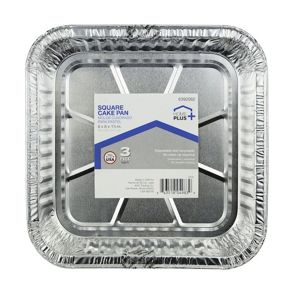 Home Plus Durable Foil 8 in. W X 8 in. L Square Cake Pan Silver , 3PK - D11030