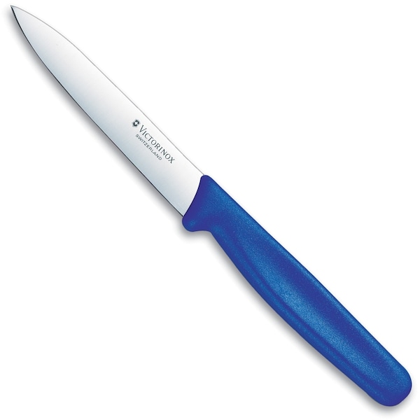 Swiss Army Brands Victorinox 42605 Kitchen Blue Paring - Large Handle, Spear Point, 4In Blade, Straight Edge - VIC-5.0702.S