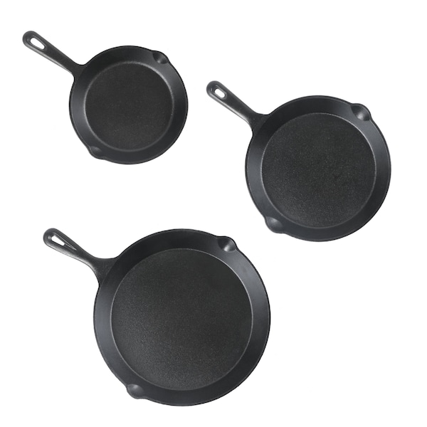 Commercial Chef 3-Piece Cast Iron Skillet Set - 6/8/10 - CHCI6810