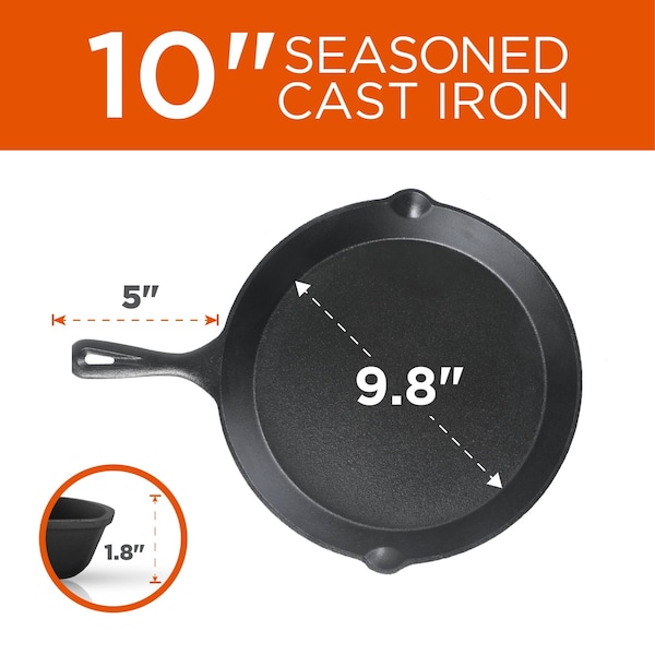 Commercial Chef 3-Piece Cast Iron Skillet Set - 6/8/10 - CHCI6810