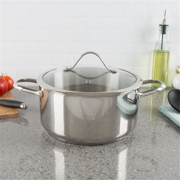 Classic Cuisine 6 qt Stainless Steel Stock Pot with Lid - 82-KIT1050