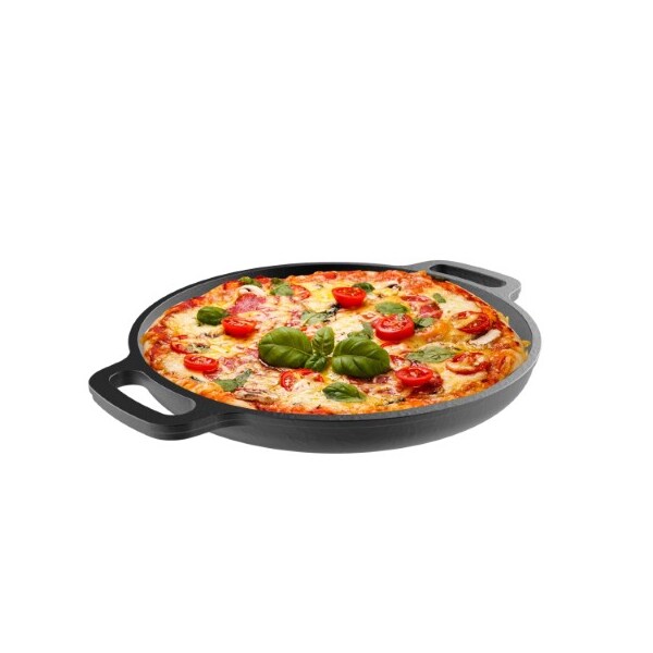 Hastings Home Cast Iron Pizza Pan, 13.25-inch Pre-Seasoned Skillet for Cooking, Baking, Grilling, Kitchen Cookware - 697505DDA