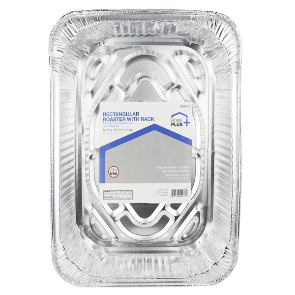 Home Plus Durable Foil 11-7/8 in. W X 16-5/8 in. L Roasting Rack and Pan Silver - D41110