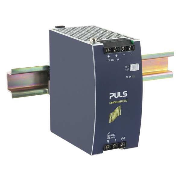 Puls DC Power Supply, 100/120V AC; 200/240V AC, 48/52V DC, 240W, 5.0A, DIN Rail - CS10.481