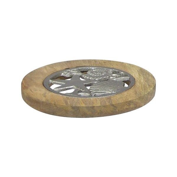 Nusteel Wooden Trivet with Polished Wood  Nickel - TGTRI01N