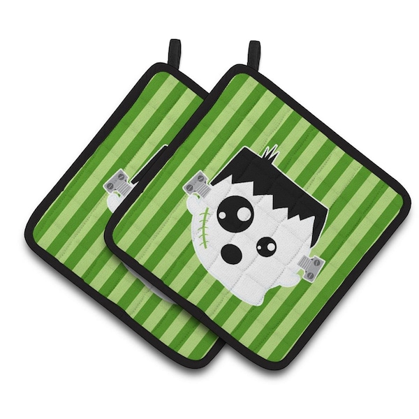 Carolines Treasures Halloween Ghost Frankenstein Pair of Pot Holders - BB6958PTHD