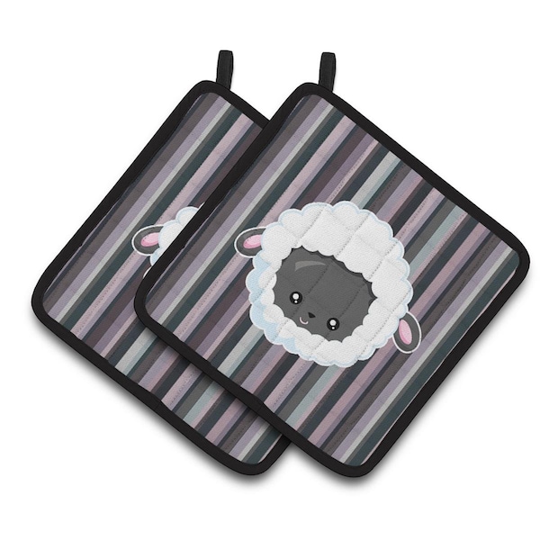 Carolines Treasures Black Sheep Lamb Face Pair of Pot Holders - BB6931PTHD