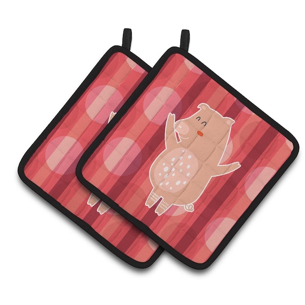 Carolines Treasures Dancing Pig Pair of Pot Holders - BB6742PTHD