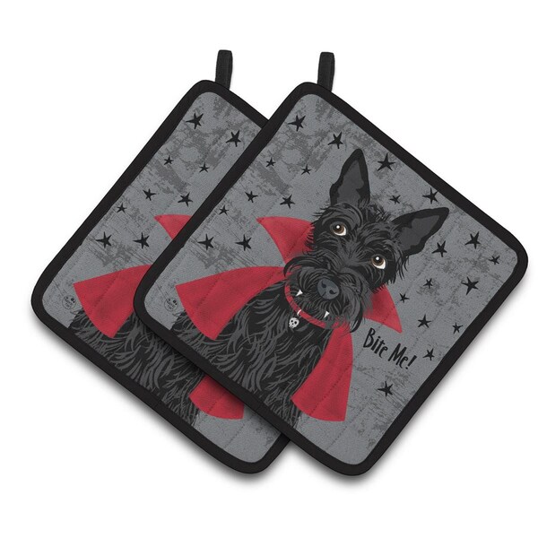 Carolines Treasures Halloween Vampire Scottie Pair of Pot Holders - VHA3037PTHD