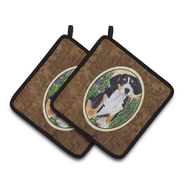Carolines Treasures Entlebucher Mountain Dog Pair of Pot Holders, 7.5 x 3 x 7.5 in. - SS8216PTHD